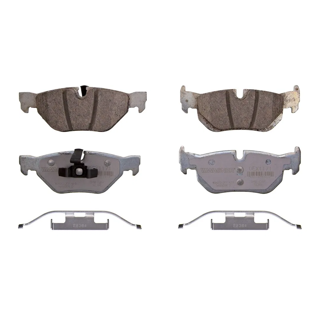 OEX1171 – WAGNER BRAKE Brake Pad, FMSI Number D1171-7286 Ceramic Set Of 4 With Pad Shims/ Abutment Clips/ Pad Wear Se...